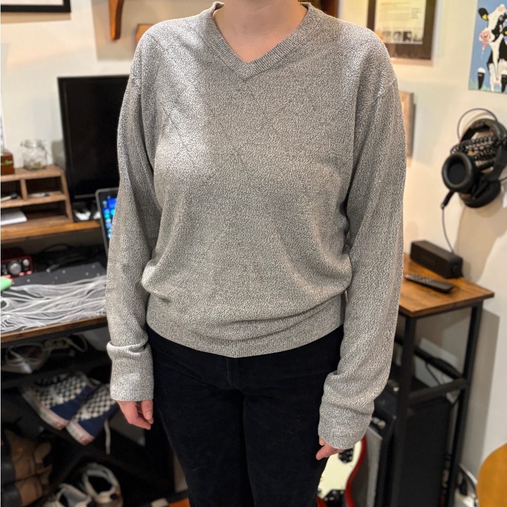 David Taylor Silver V-Neck Sweater